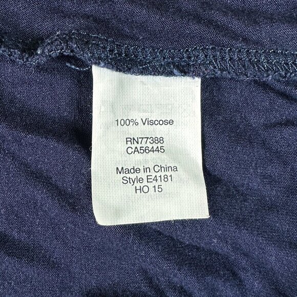 J.Crew Navy T-Shirt Tee Sz S Ivory Satin Trim Scoop Neck Casual Y2K 90s Preppy - Picture 4 of 6